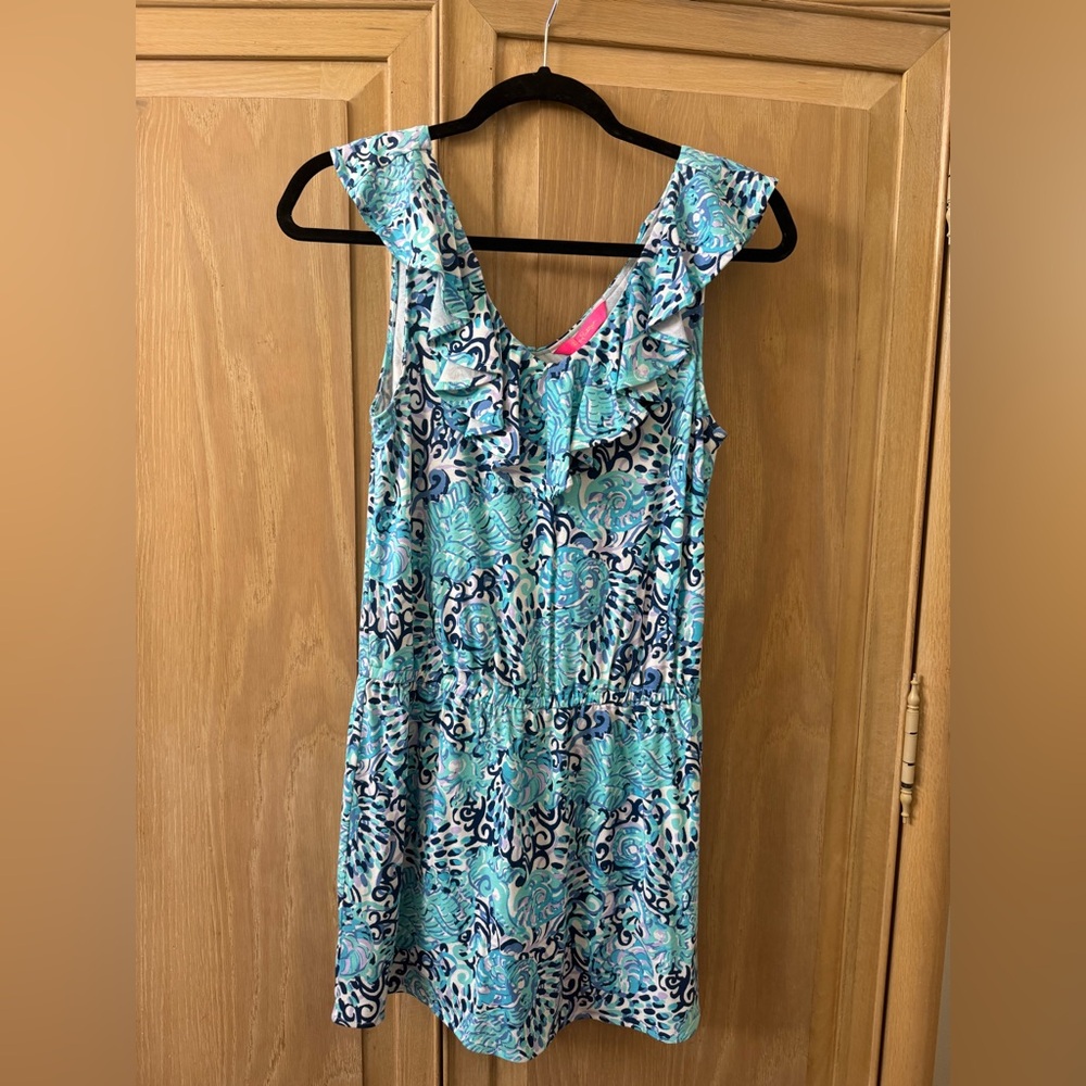 Lilly Pulitzer Blue and White Floral Romper